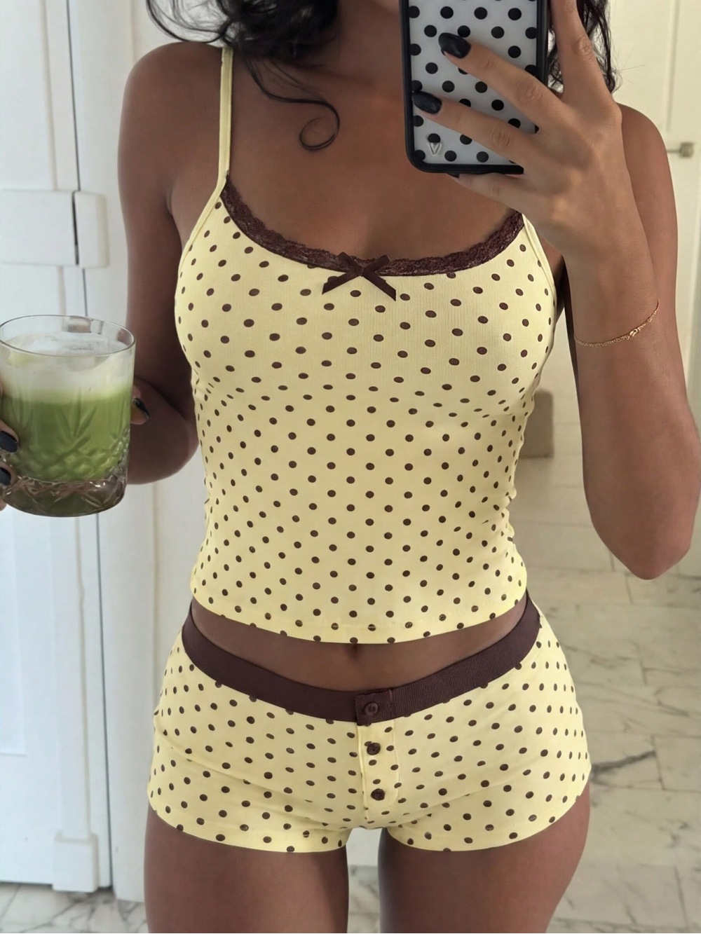 Cami Top Lace - Conjunto de pijama feminino de duas