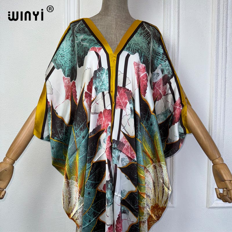 WINYI-Vestido de praia estampa - Robe Silk Women avaliação e preço