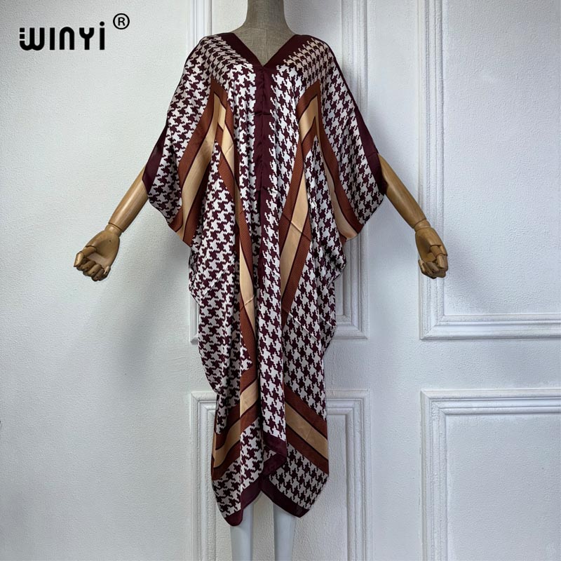 WINYI-Vestido de praia estampa - Robe Silk Women avaliação e preço