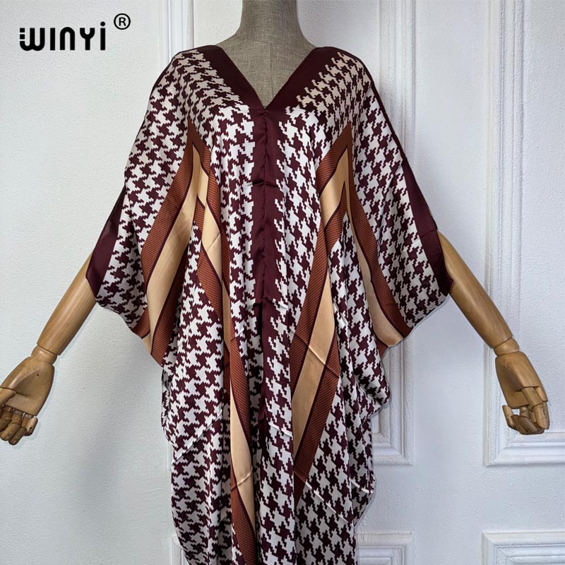 WINYI-Vestido de praia estampa - Robe Silk Women avaliação e preço